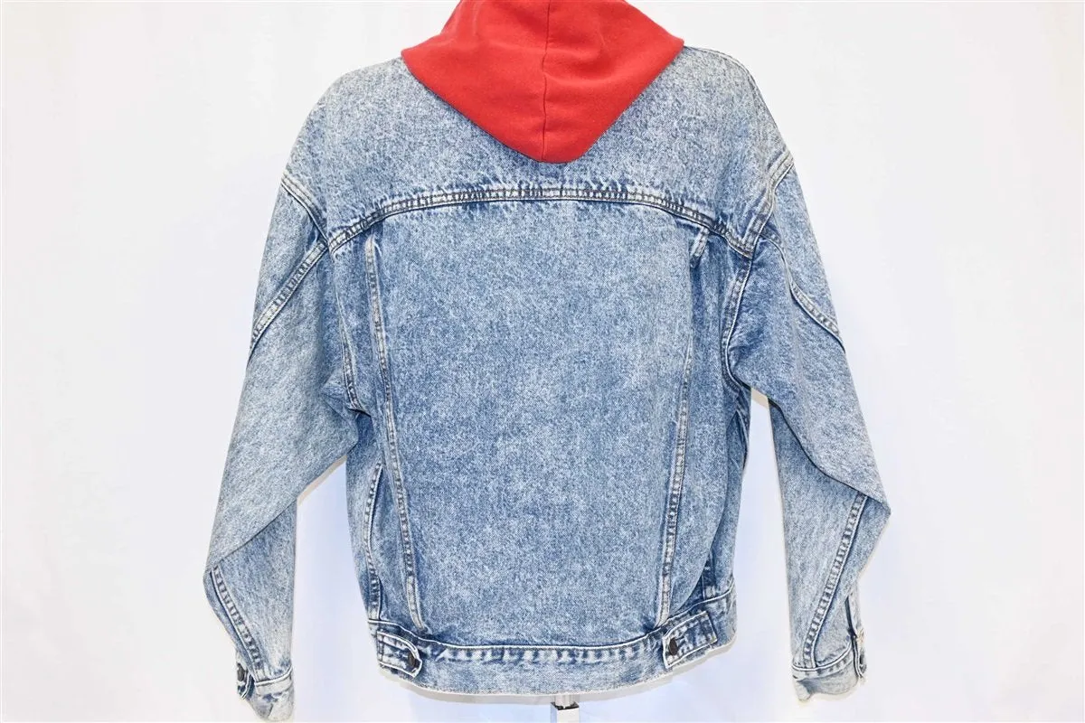 90s Levi's Acid Wash Layered Hoodie Denim Jacket Medium