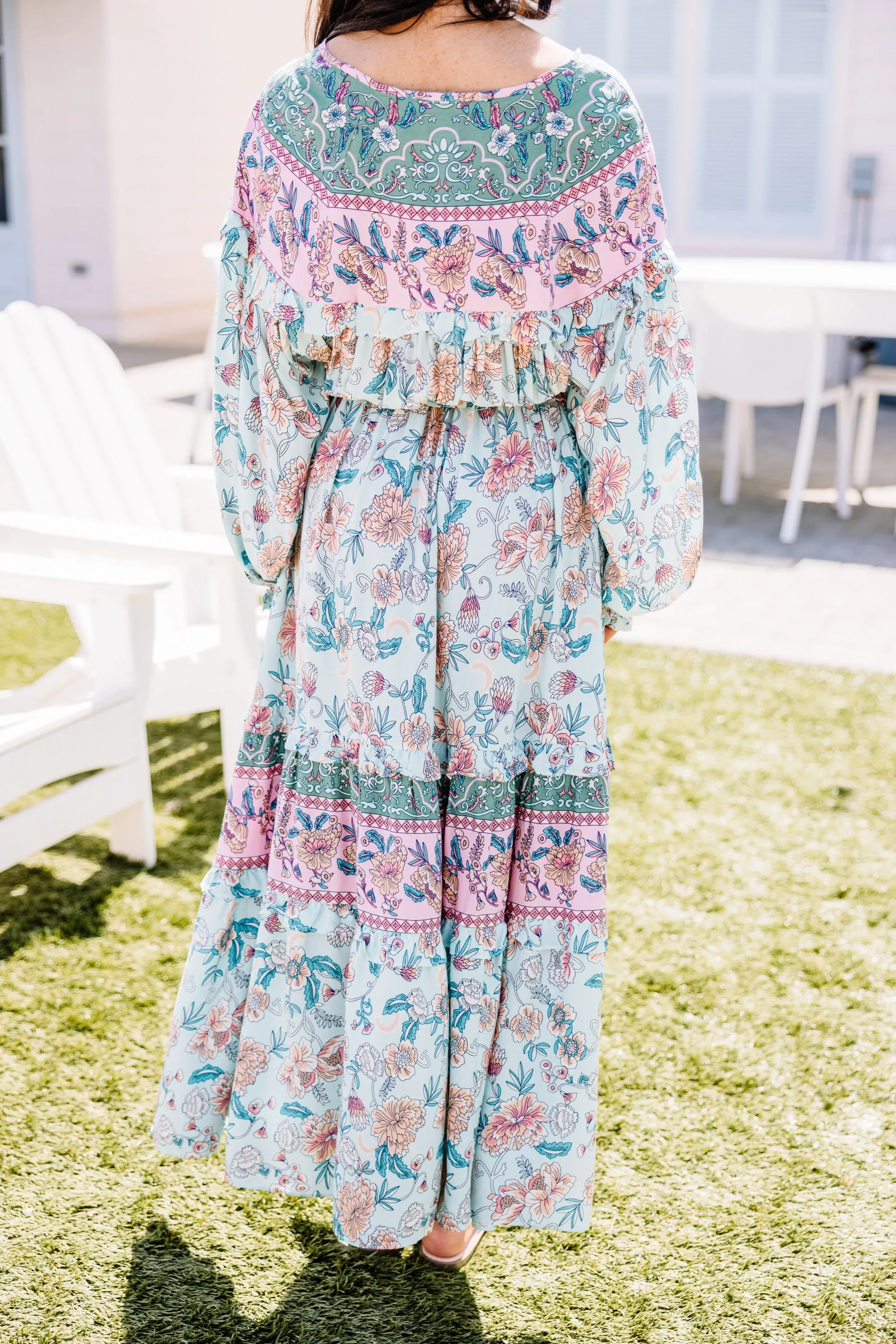 Always With You Aqua Blue Floral Maxi Dress