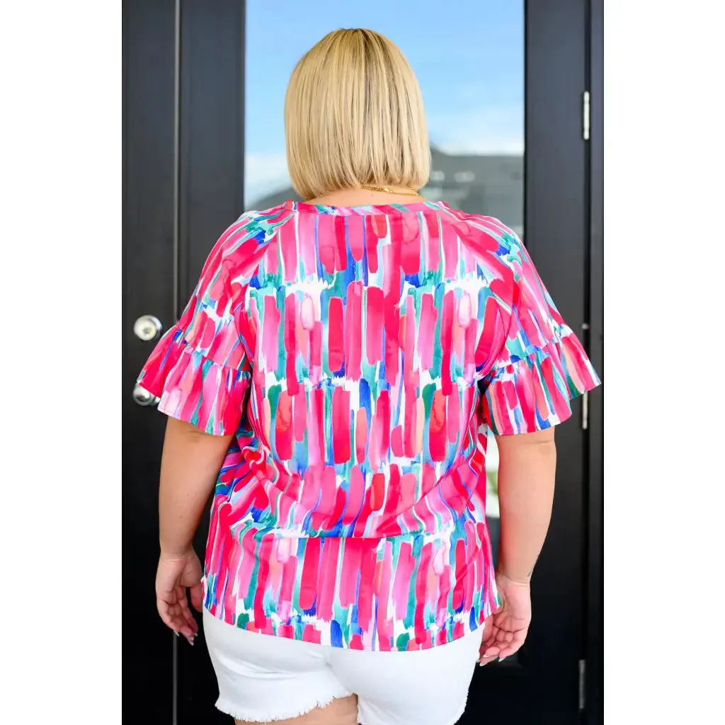 Art Exhibit V-Neck Blouse