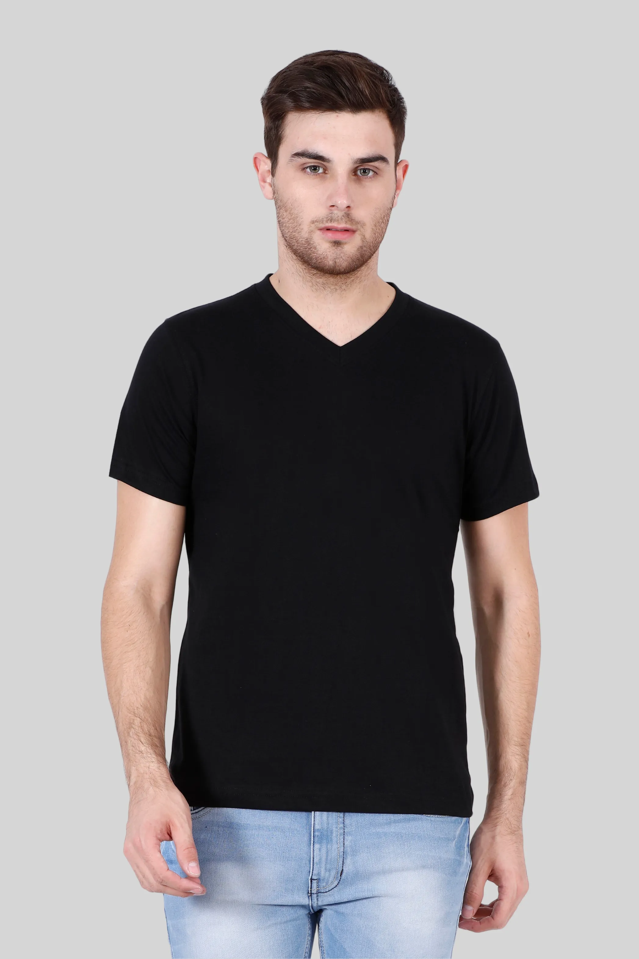 Black V Neck T-shirt for men