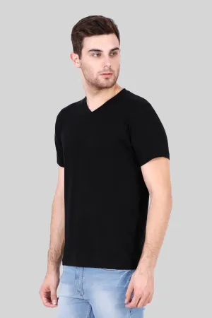 Black V Neck T-shirt for men