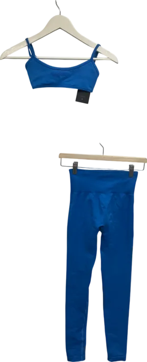 Bo   Tee Blue Seamless Leggings Uk Xs And Micro Crop Top UK XXS