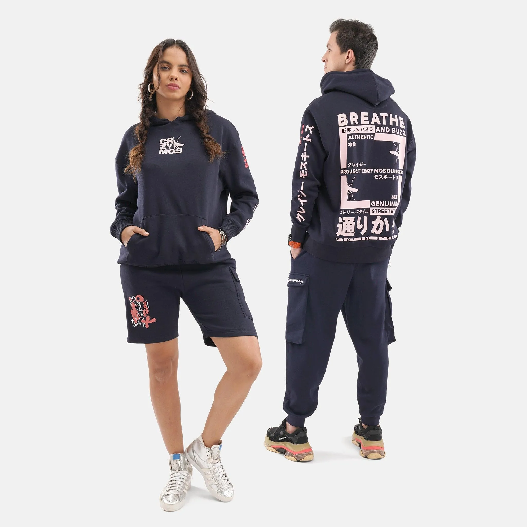 Breathe and Buzz Regular Fleece Hoodie in Navy - Womens
