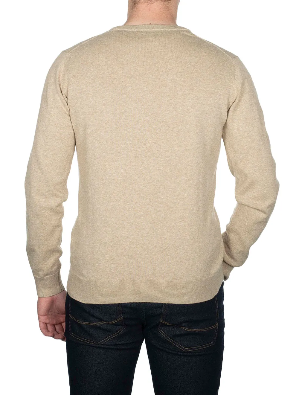 Classic Cotton V-Neck Sand Melange