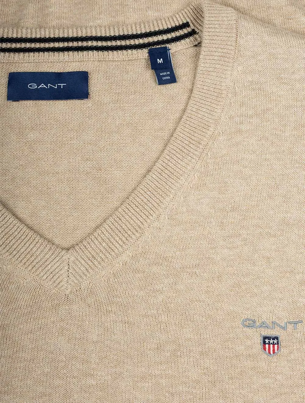 Classic Cotton V-Neck Sand Melange