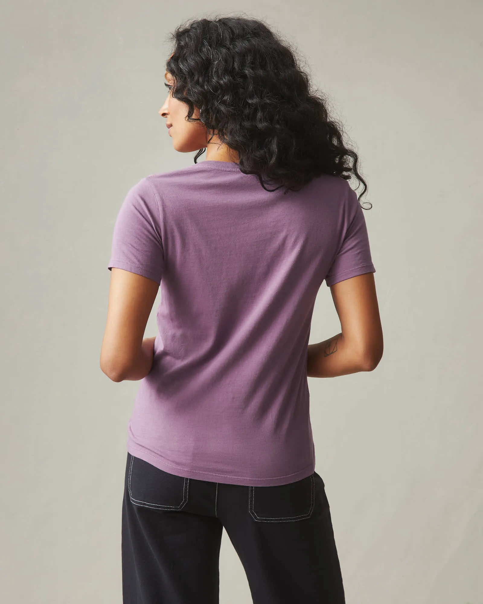 Classic Cotton V-Neck Tee - Plum Berry