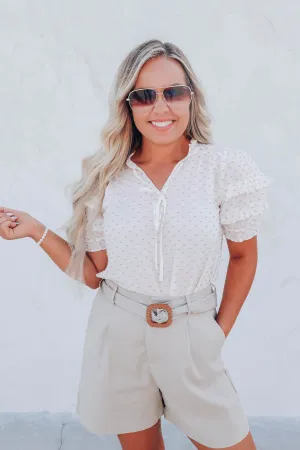 Cottagecore Ruffle Sleeve Blouse - Ivory