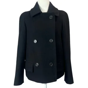 Dries Van Noten Black Wool Double Breasted Pea Coat M