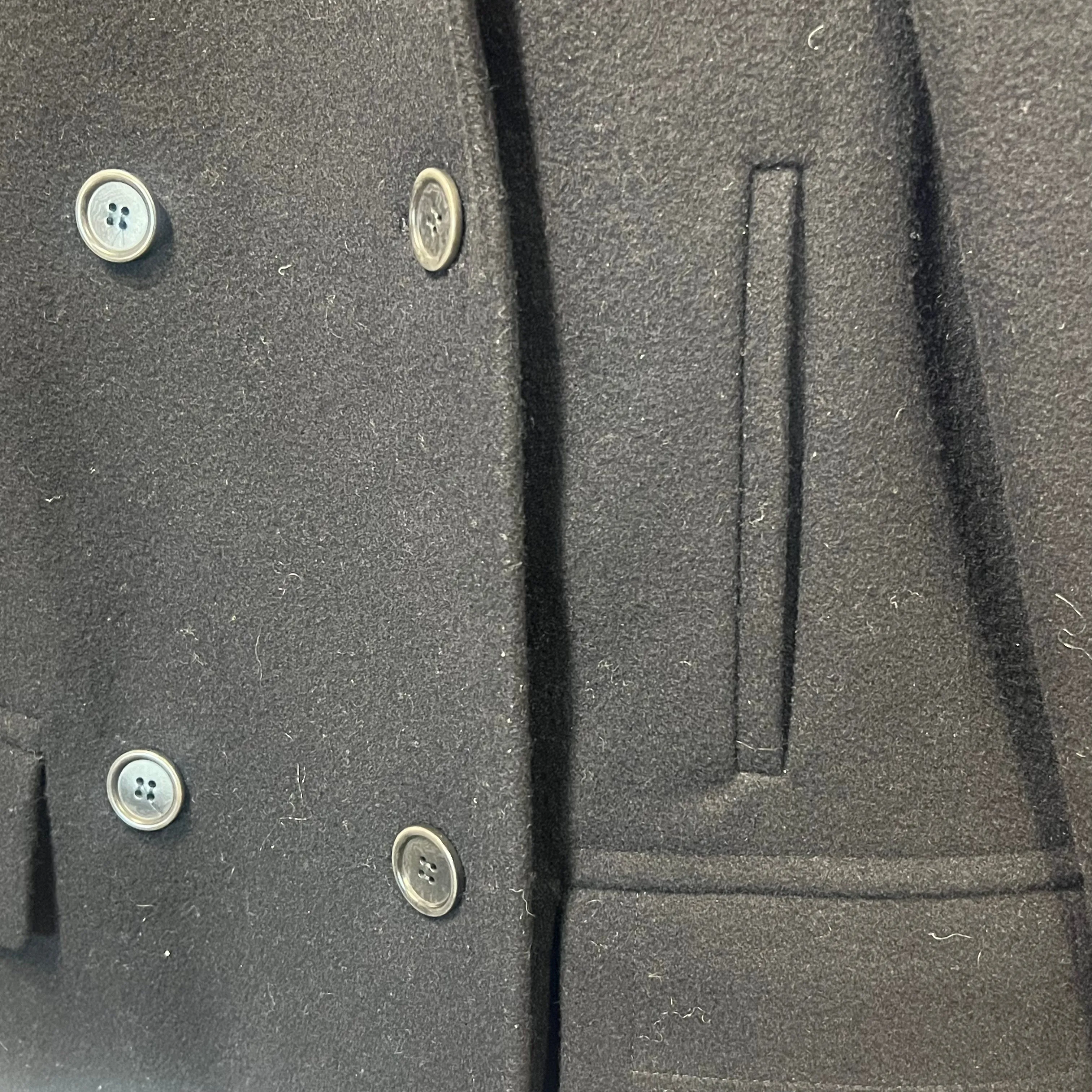 Dries Van Noten Black Wool Double Breasted Pea Coat M