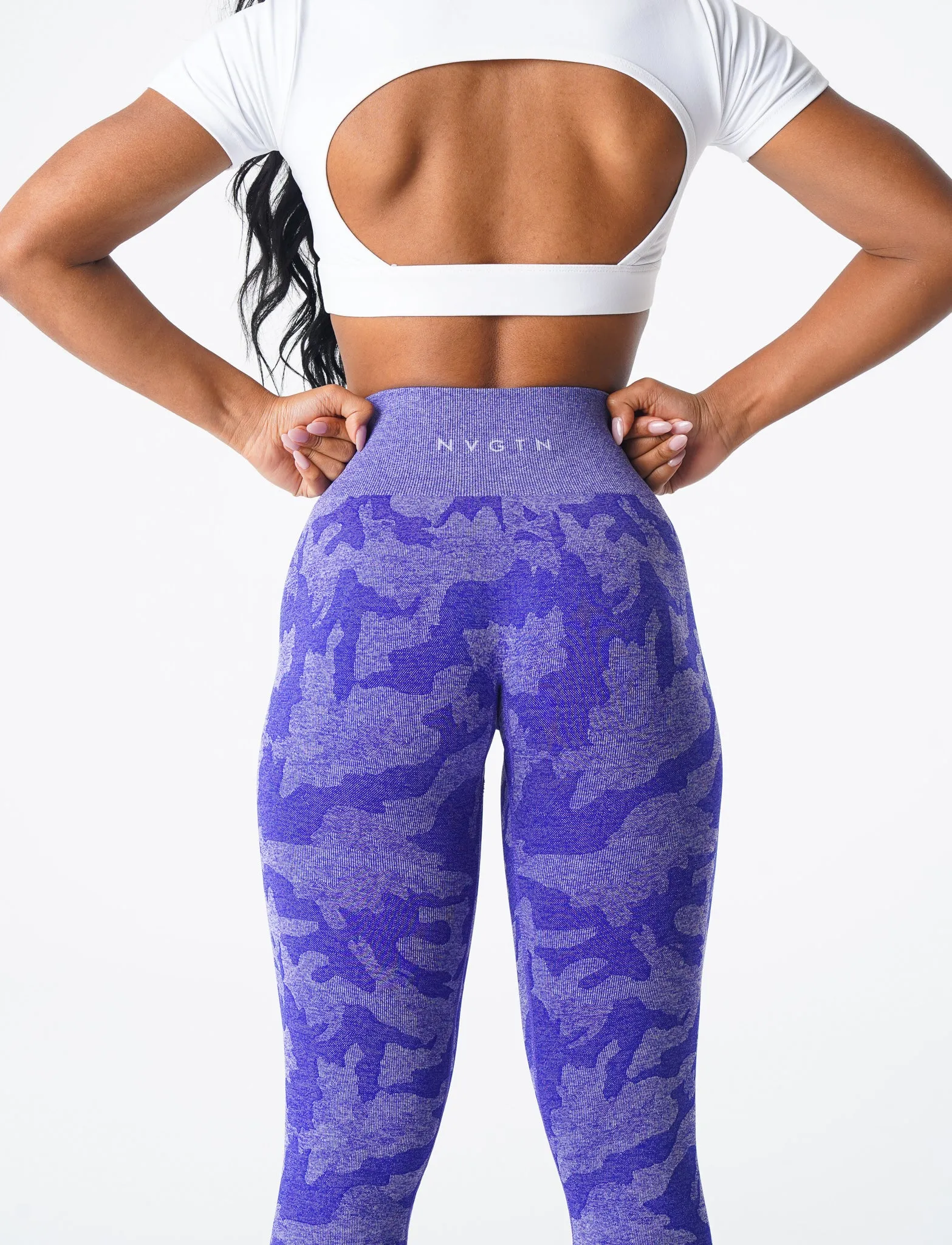 Electric Blue Camo Seamless Leggings
