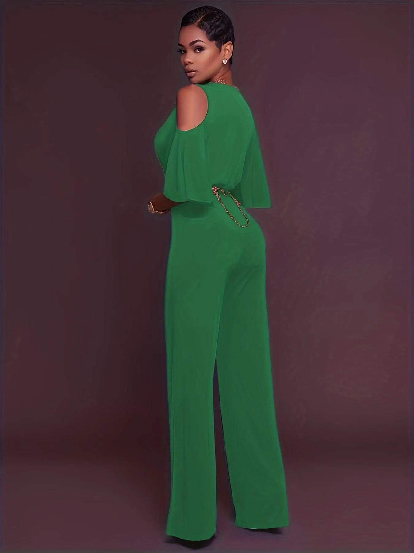 Elegant Cold Shoulder Vneck Jumpsuit