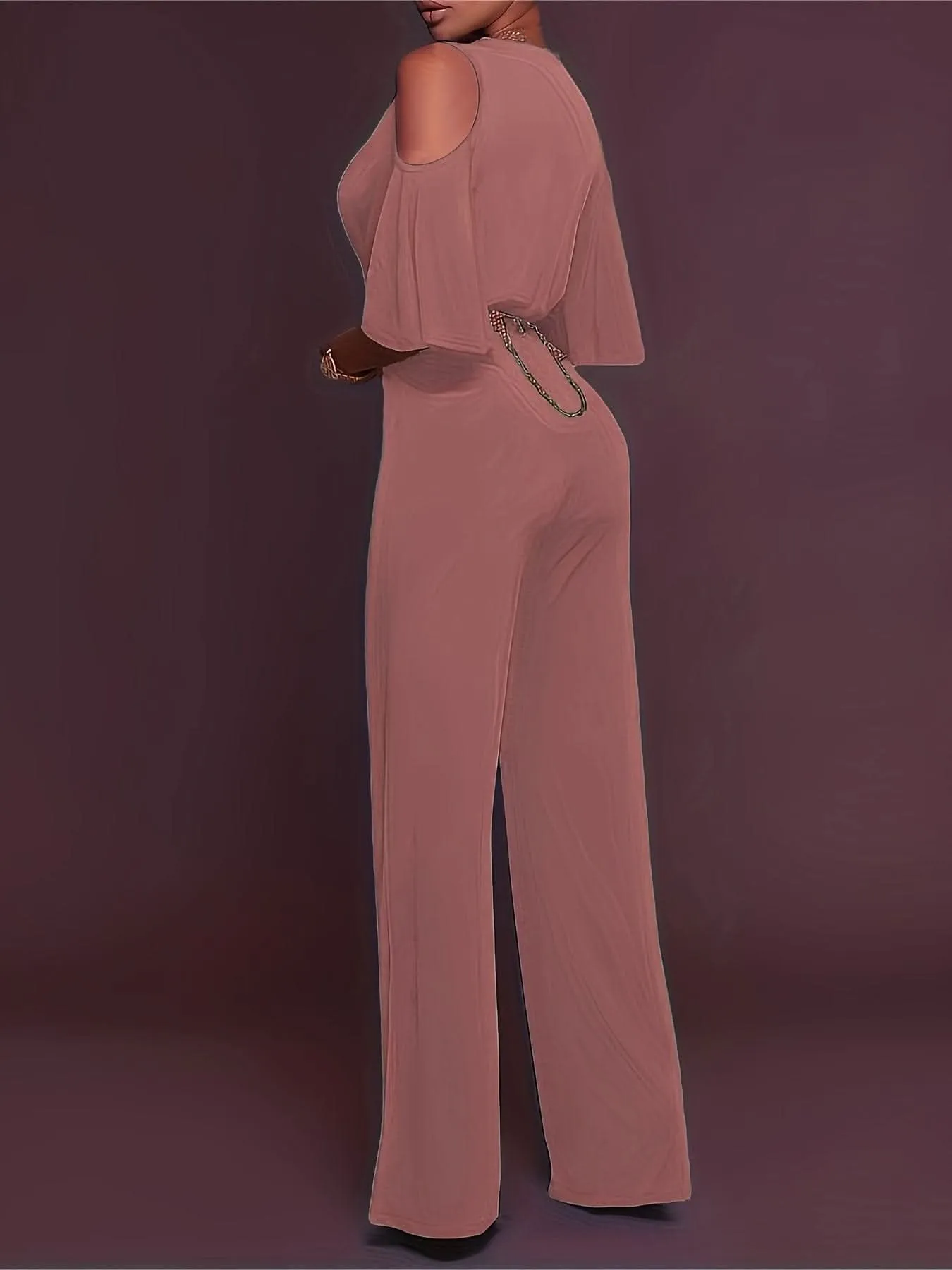 Elegant Cold Shoulder Vneck Jumpsuit