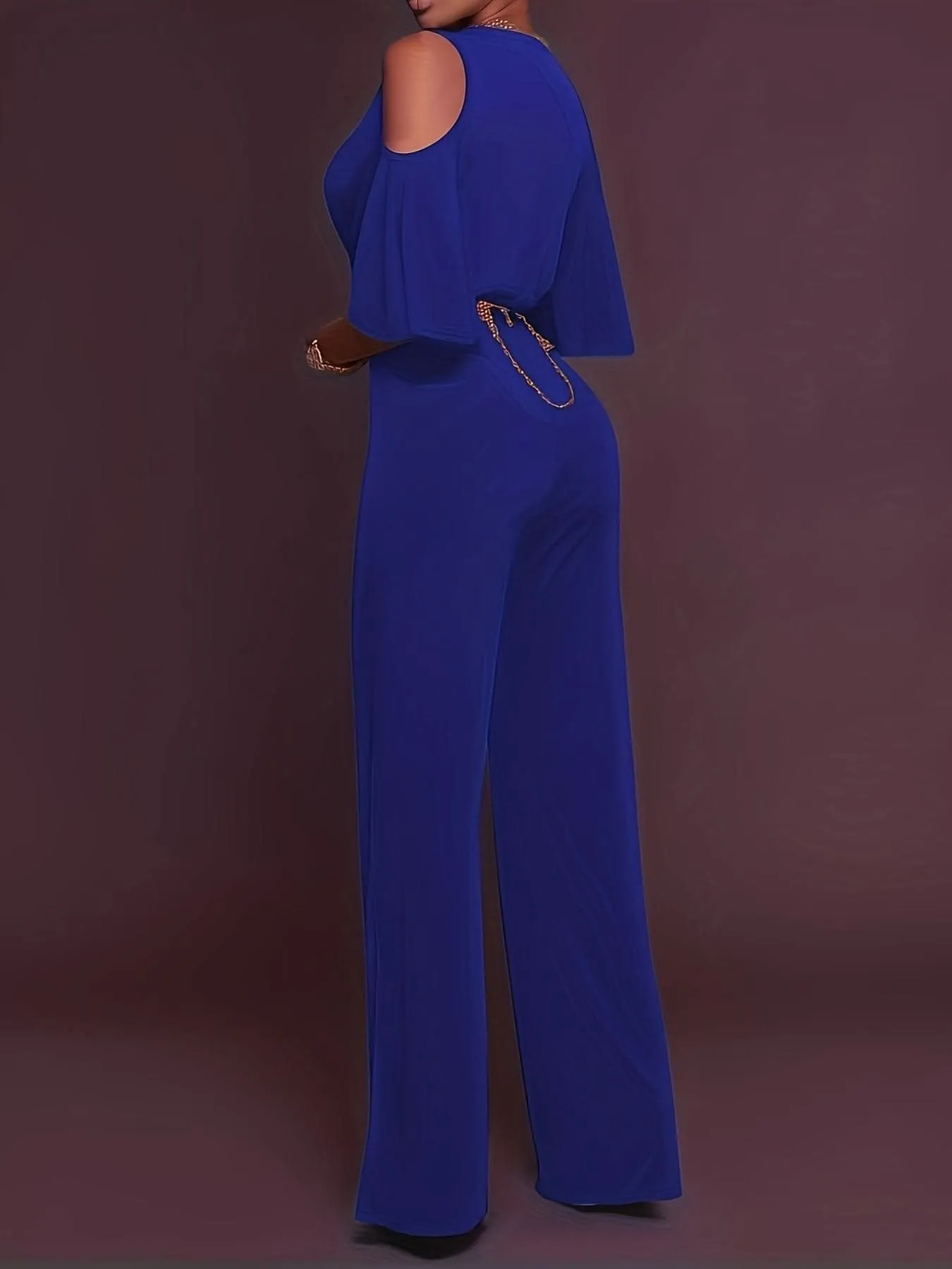 Elegant Cold Shoulder Vneck Jumpsuit