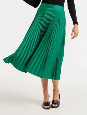 Ester Petite Satin Pleated Skirt