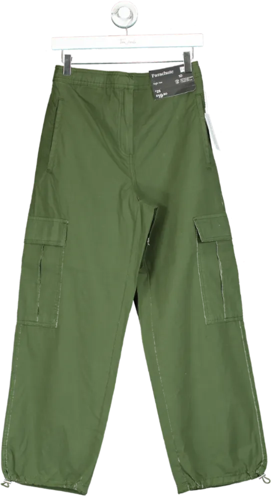 F&F Green Parachute High Rise Cargo Trousers UK 10