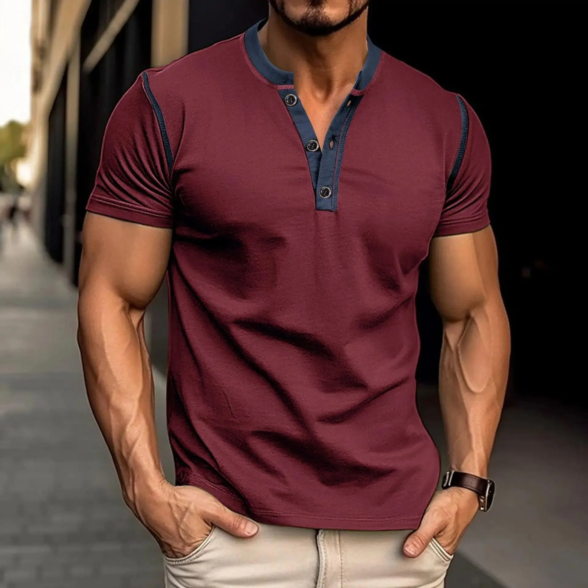 Fashion Short-sleeved Polo Shirt Summer Button | Men's Polo Shirt