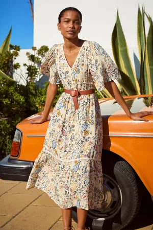 Fawn Floral Maxi Dress - Cream
