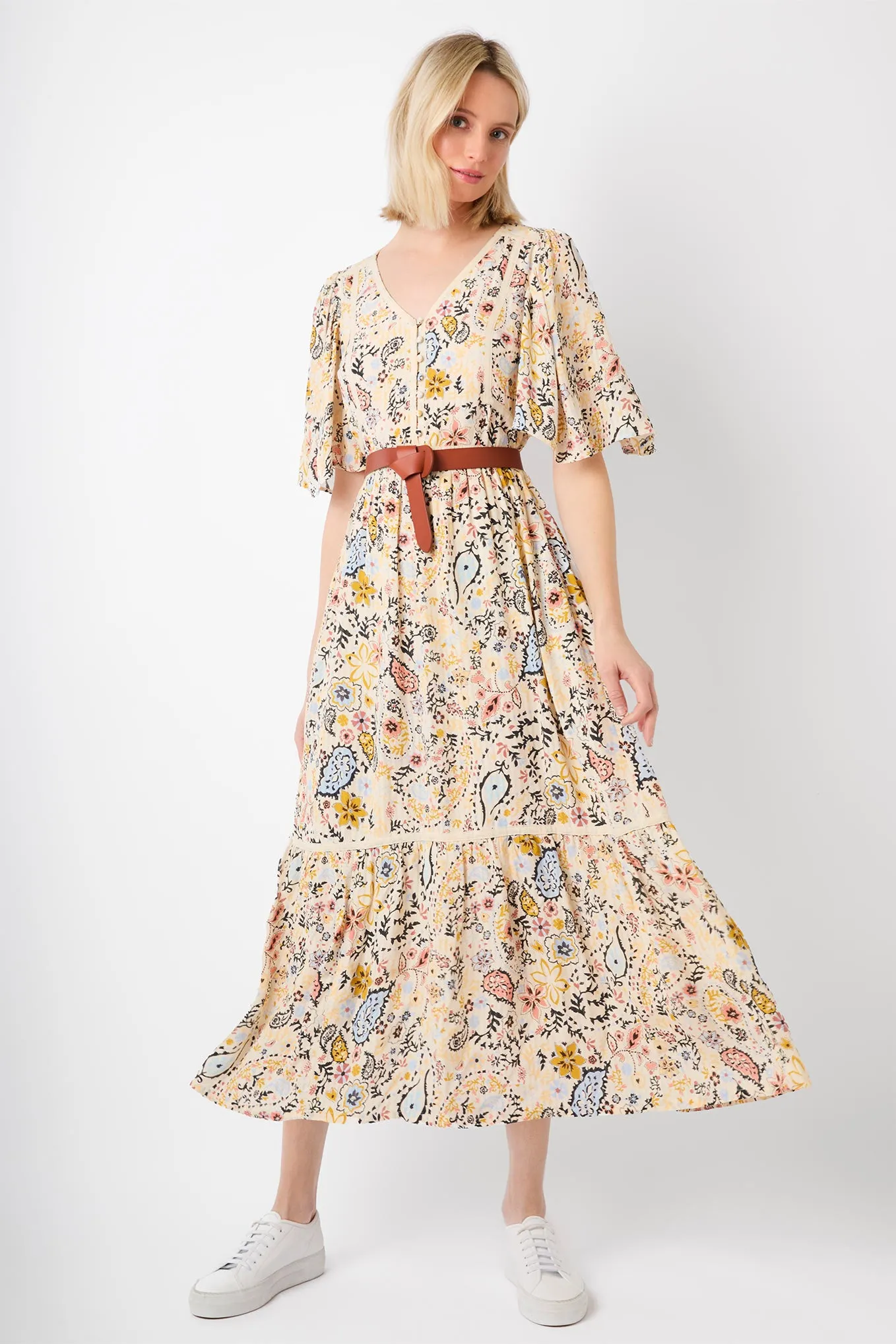 Fawn Floral Maxi Dress - Cream