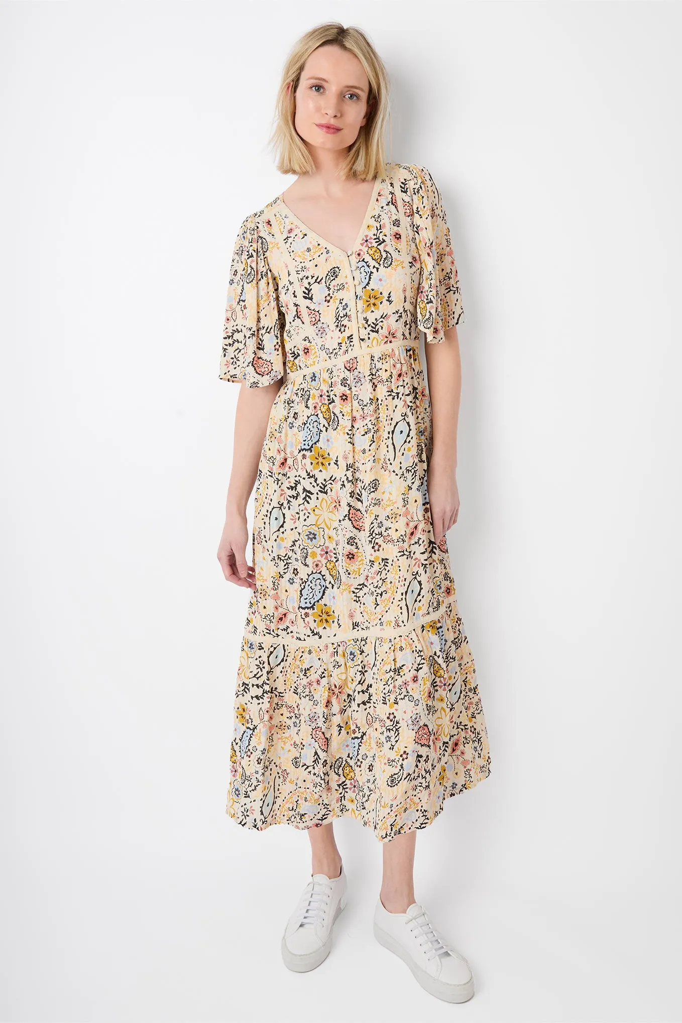 Fawn Floral Maxi Dress - Cream