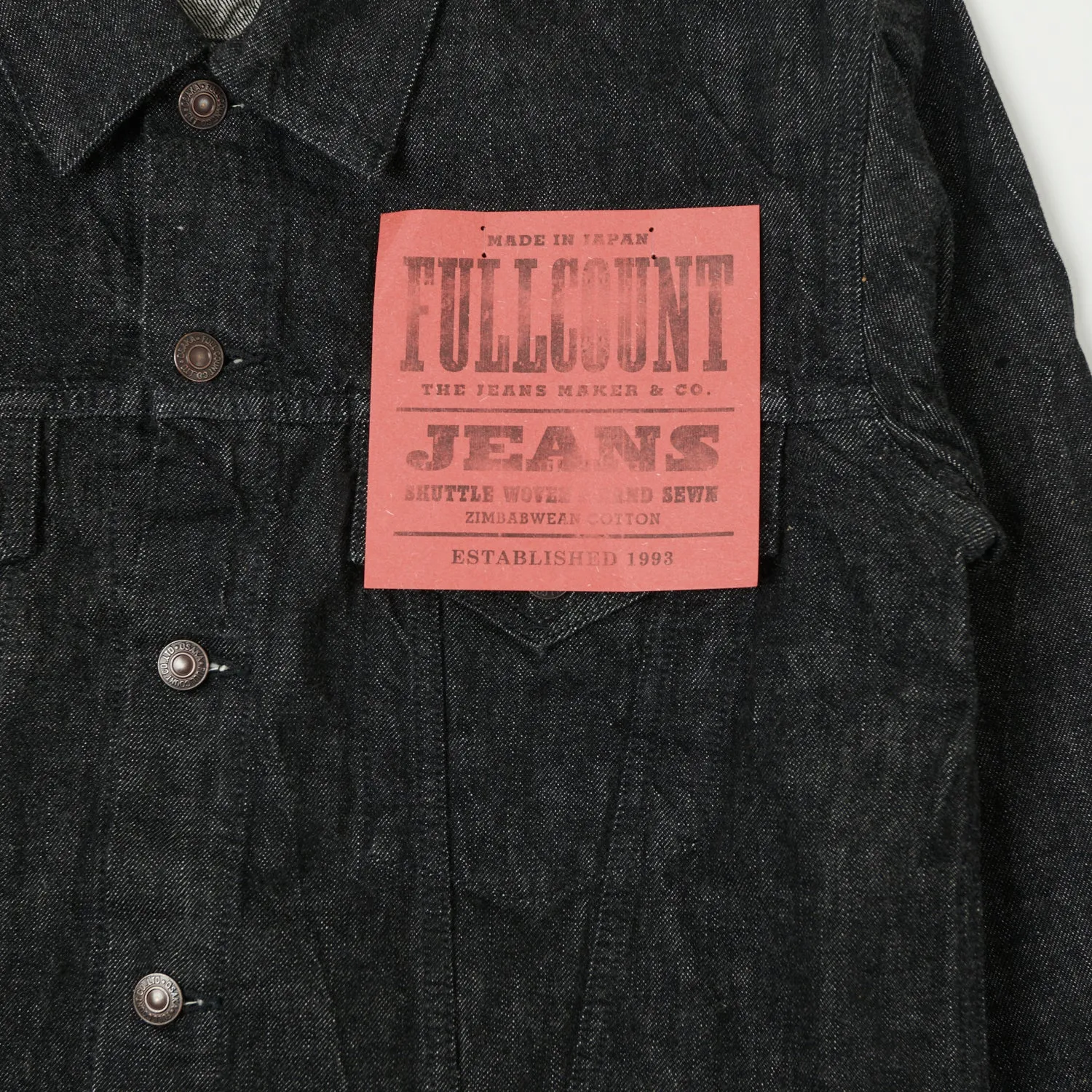 Full Count 2101BK 13.7oz Type III Denim Jacket - Black One Wash