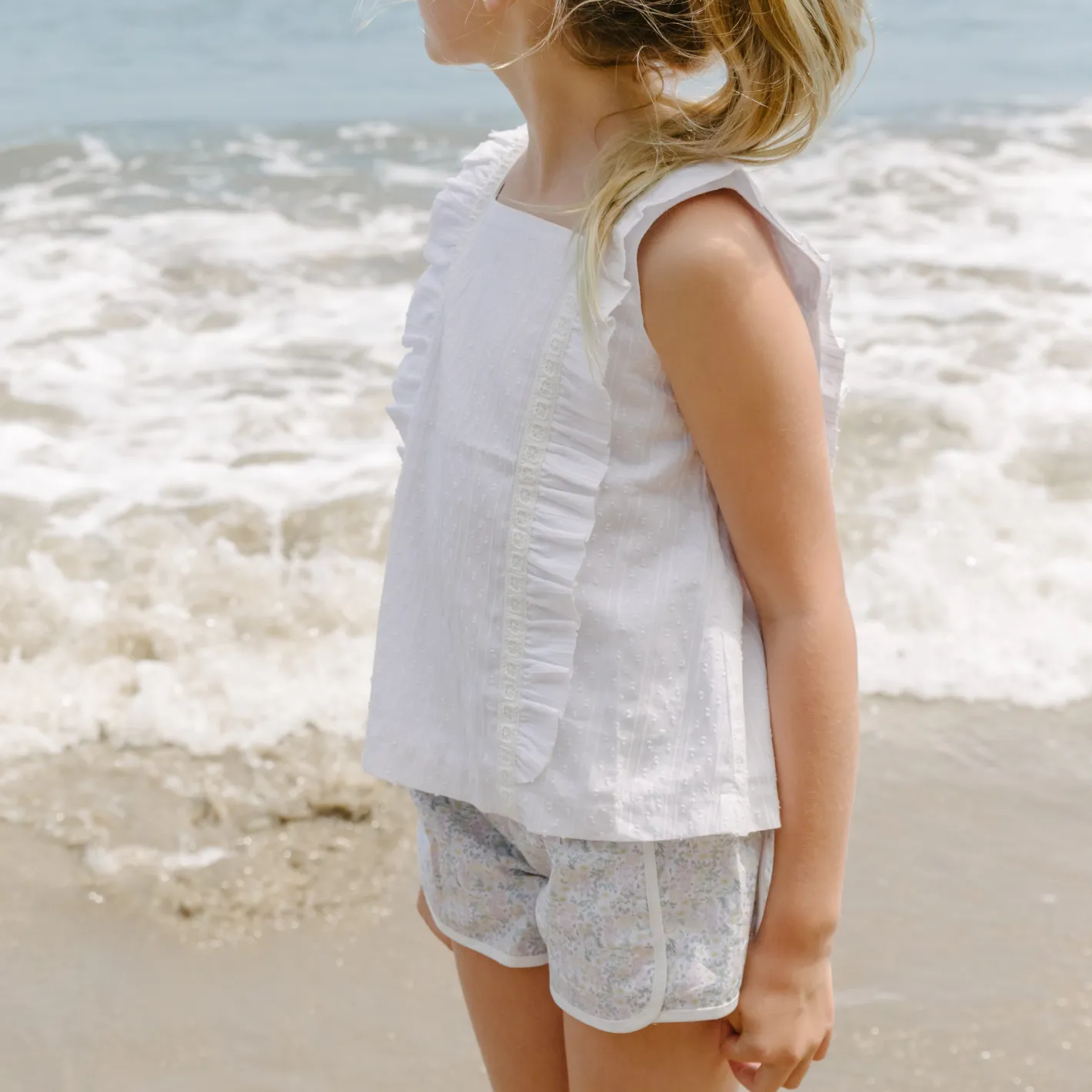 girls gardenia swiss dot ruffle pinafore blouse