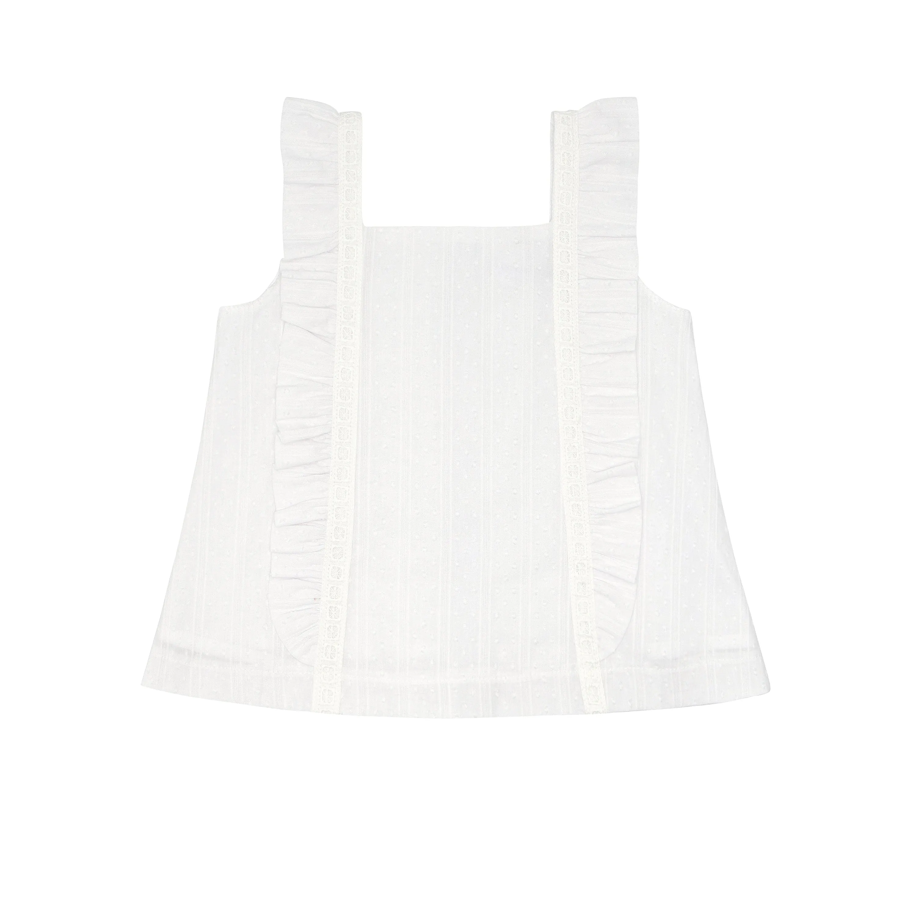 girls gardenia swiss dot ruffle pinafore blouse