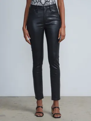 High-Waisted Coated Super-Skinny Jeans - Black