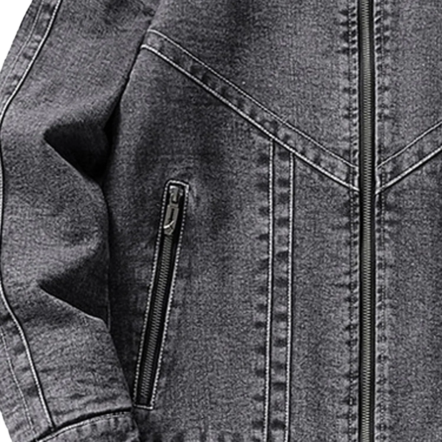 JEKE-DG Men's Full Zip Fall Winter Denim Jacket Lined Warm Vintage Jean Jacket Casual Biker Trucker Jean Coat