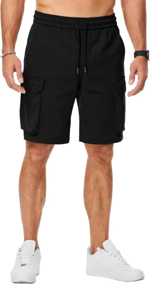 JMIERR Men's Stretch Cargo Shorts Casual Drawstring Classic Relaxed Fit Summer Short with Multi Pockets
