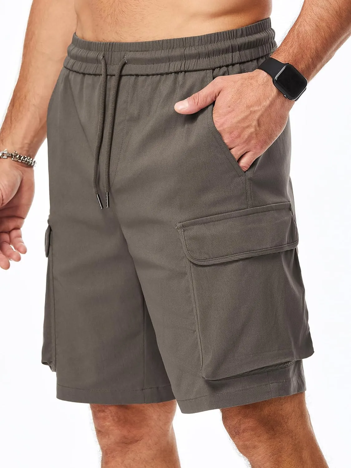 JMIERR Men's Stretch Cargo Shorts Casual Drawstring Classic Relaxed Fit Summer Short with Multi Pockets