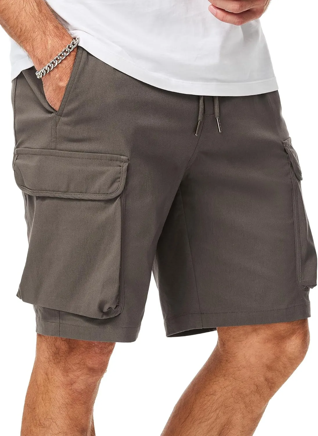 JMIERR Men's Stretch Cargo Shorts Casual Drawstring Classic Relaxed Fit Summer Short with Multi Pockets