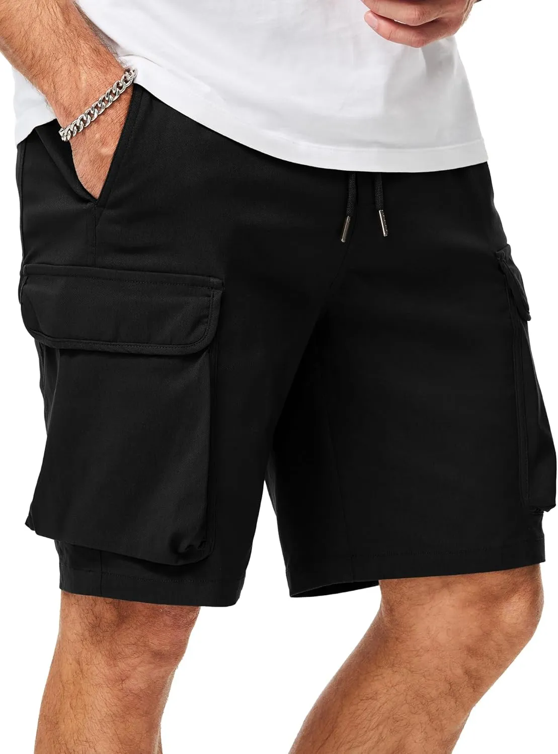 JMIERR Men's Stretch Cargo Shorts Casual Drawstring Classic Relaxed Fit Summer Short with Multi Pockets