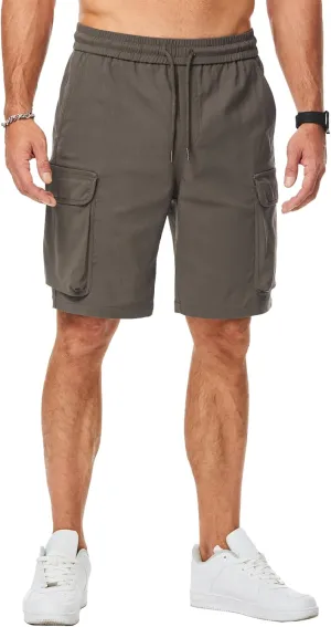 JMIERR Men's Stretch Cargo Shorts Casual Drawstring Classic Relaxed Fit Summer Short with Multi Pockets