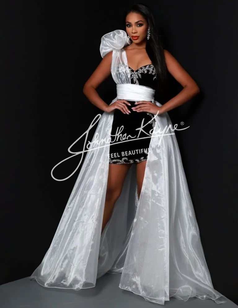 Johnathan Kayne Overskirt 2 Size 14 Black One Shoulder Ruffle Pageant Overskirt Organza Formal Accessory