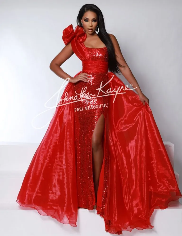 Johnathan Kayne Overskirt 2 Size 14 Black One Shoulder Ruffle Pageant Overskirt Organza Formal Accessory