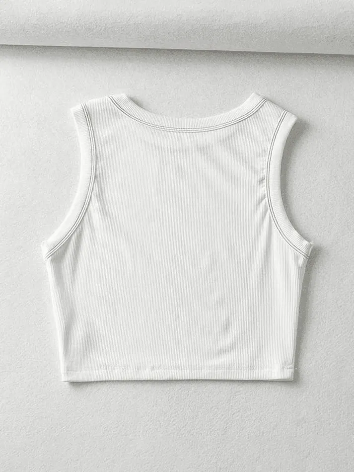 Joskaa Stitched Detail Ribbed Crop Tank Top