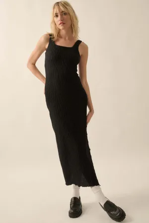 Kiss and Tell Textured Pucker-Knit Midi Dress