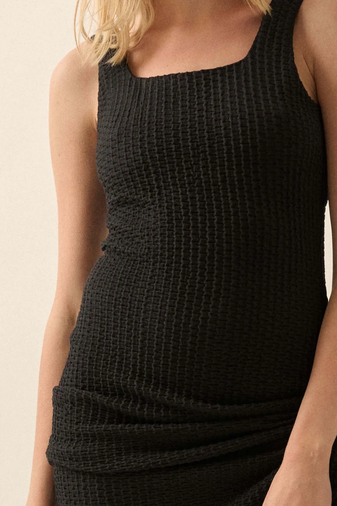 Kiss and Tell Textured Pucker-Knit Midi Dress