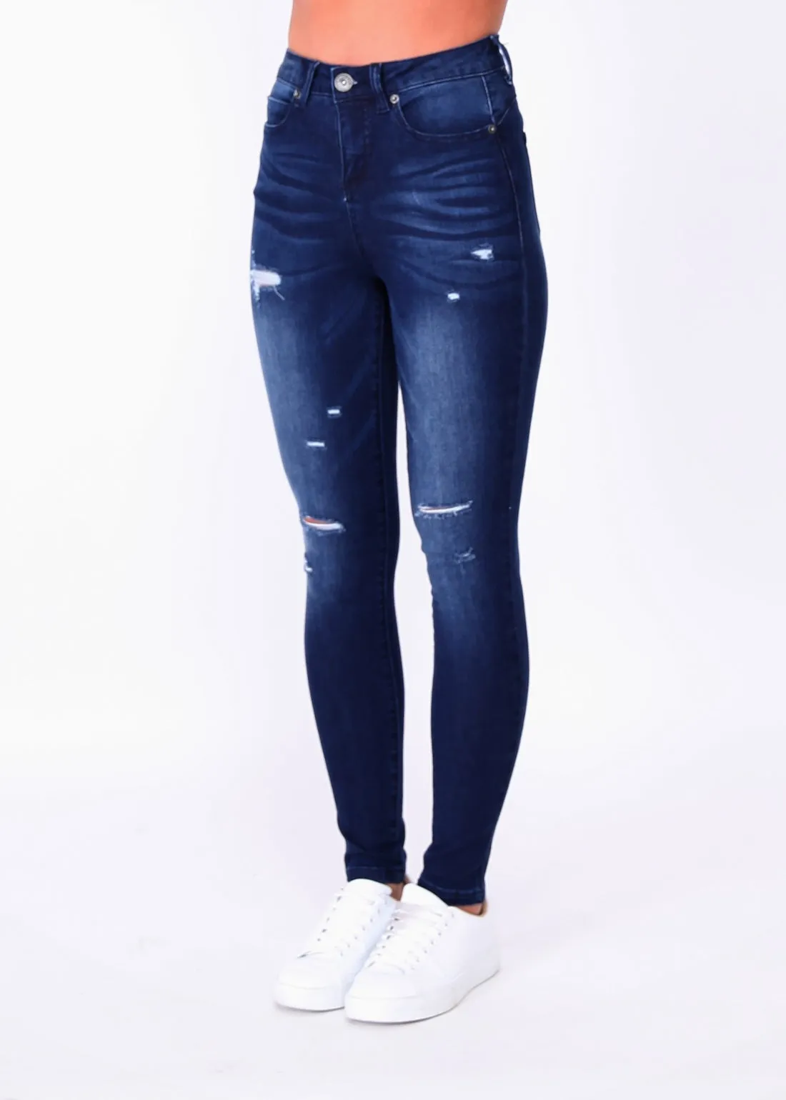 Kylie Ripped Skinny Jeans - Ink Wash