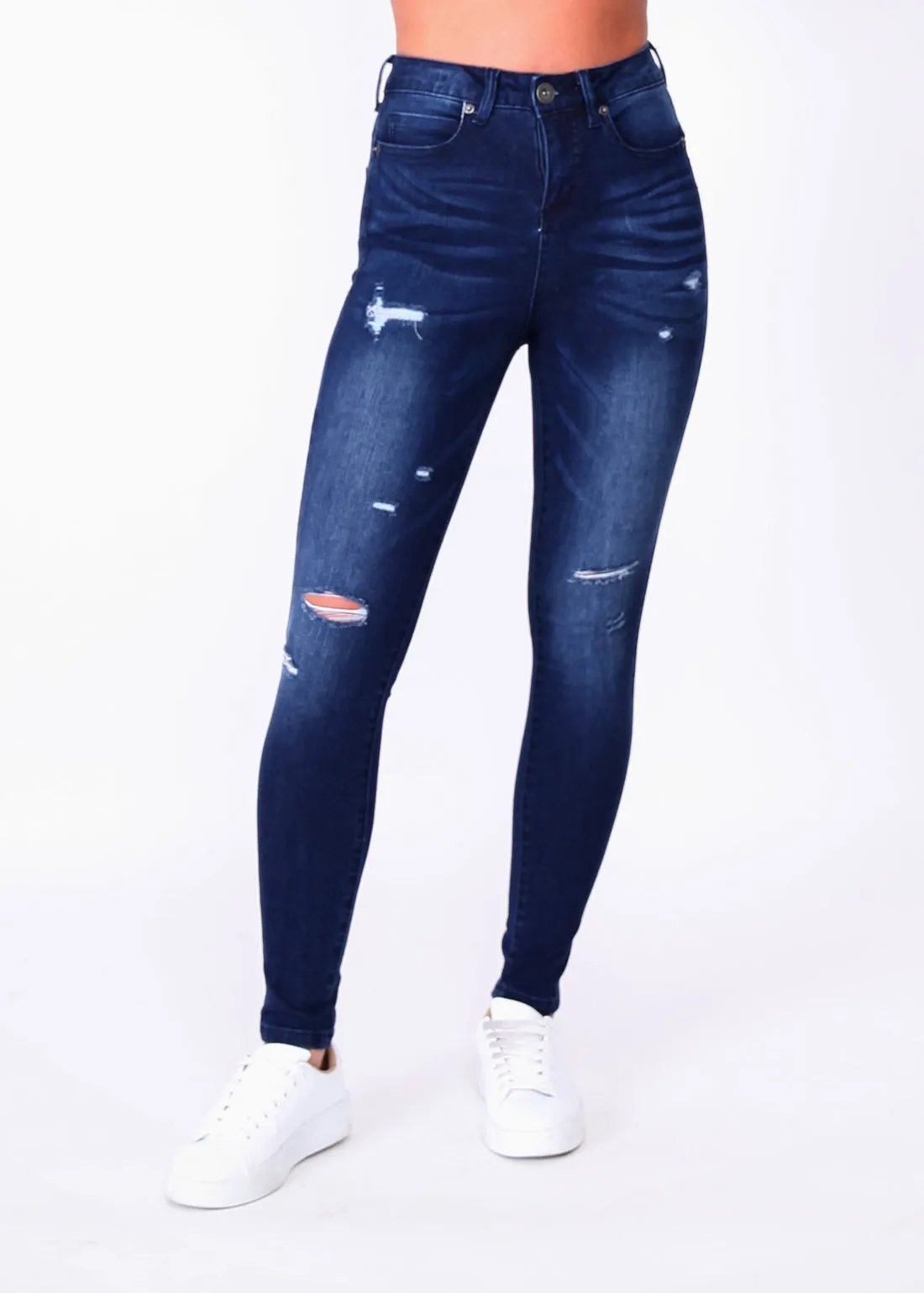 Kylie Ripped Skinny Jeans - Ink Wash