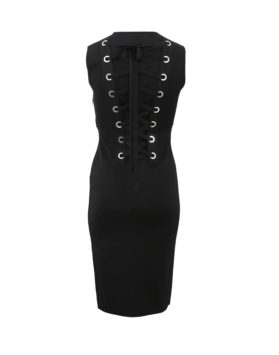 Lace Up Back Jersey Dress
