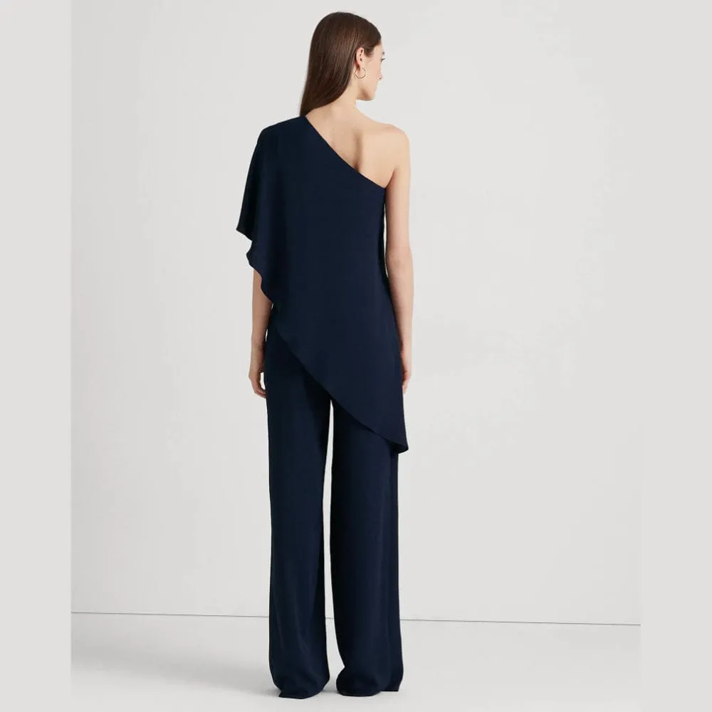 Lauren Ralph Lauren Cape Georgette One-Shoulder Jumpsuit In Lighthouse Navy