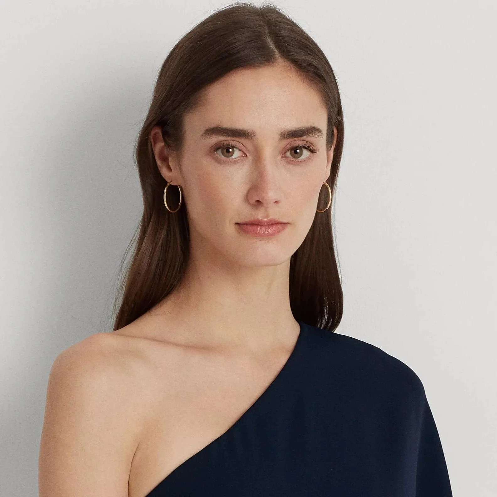 Lauren Ralph Lauren Cape Georgette One-Shoulder Jumpsuit In Lighthouse Navy