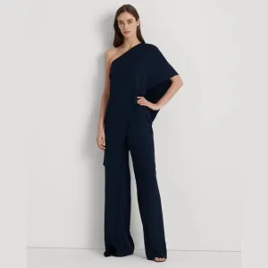 Lauren Ralph Lauren Cape Georgette One-Shoulder Jumpsuit In Lighthouse Navy