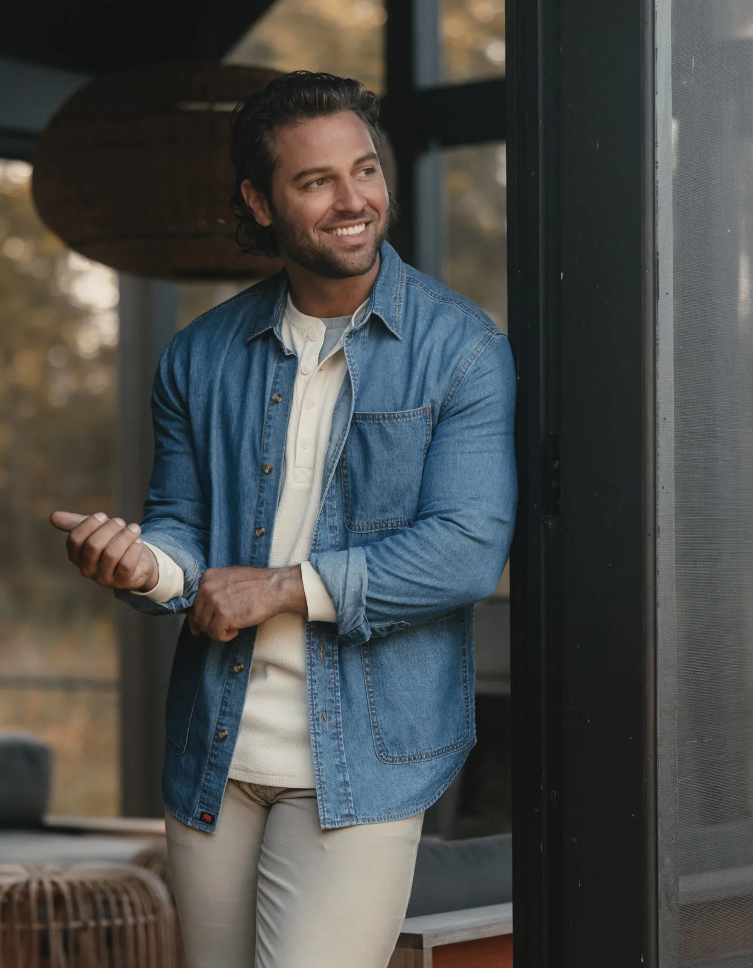 Lightweight Denim Overshirt in Medium Wash