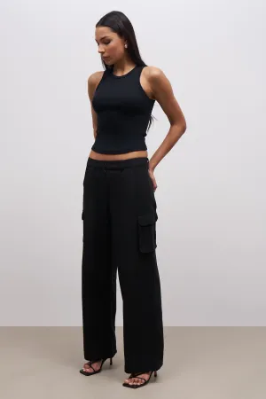 Low Rise Cargo Trousers - Black
