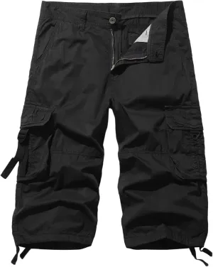 Men's Cargo Shorts 3/4 Cotton Relaxed Fit Below Knee Capri Cargo Pants