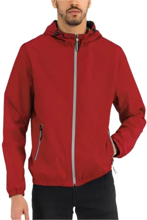 Men's Red Black Trim White Reflective Zipper Windbreaker