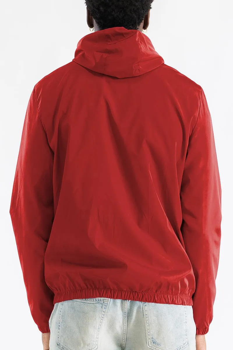Men's Red Black Trim White Reflective Zipper Windbreaker