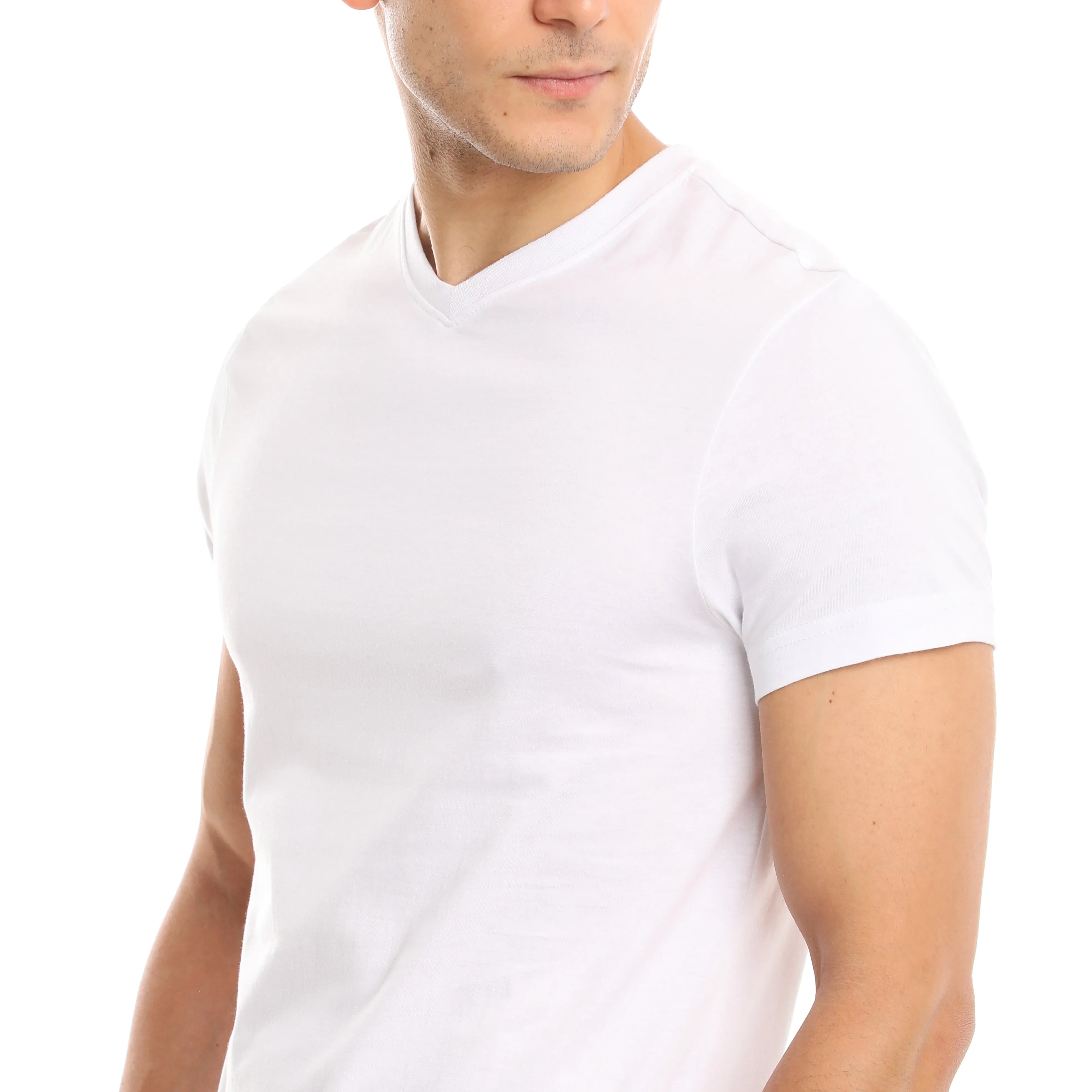 MEN’S WHITE V-NECK T-SHIRT - 6 PK